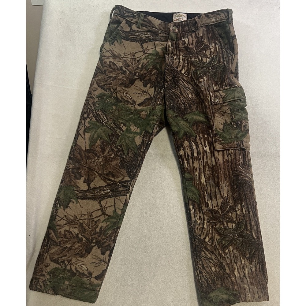 VTG Cabelas Cargo Pants Men's 40x30 Realtree Camo Polartuff Fleece Hunting USA